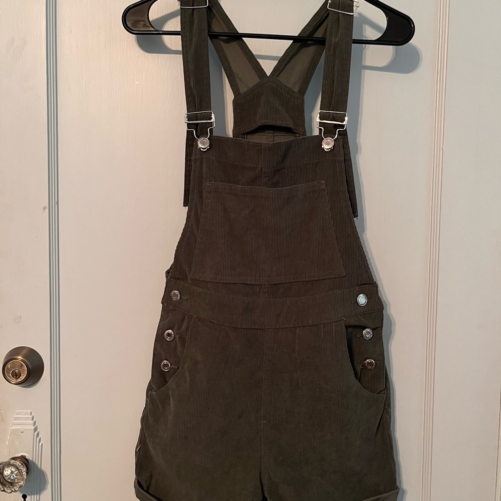 Olive Green Corduroy Overalls